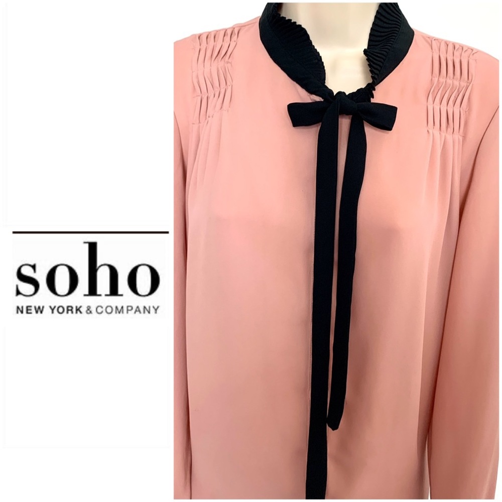 SOHO NY & Co pink blouse with bow tie